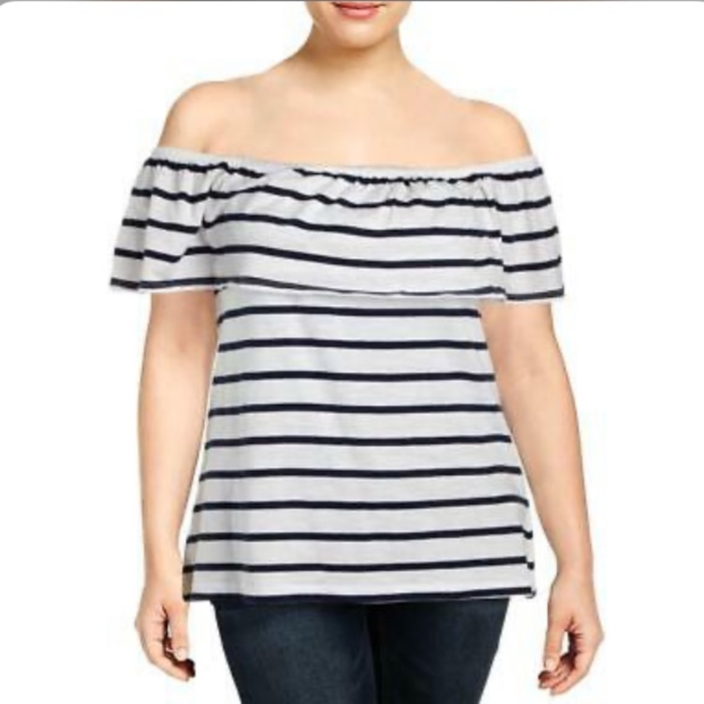 Beach Lunch Lounge Striped Off The Shoulder Top S